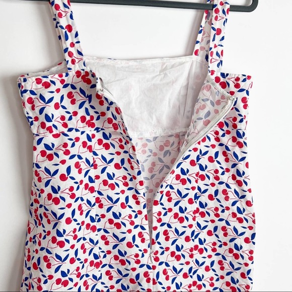 ASOS Linen Cherry Print Linen Mini Dress 6 Red White Blue - Picture 5 of 9